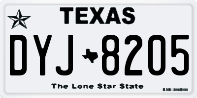 TX license plate DYJ8205