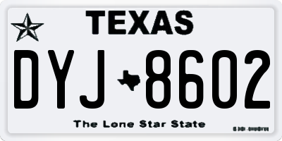 TX license plate DYJ8602