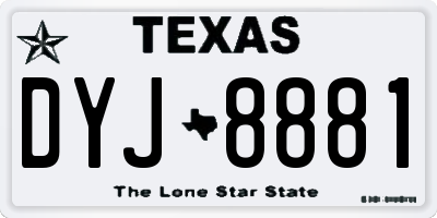 TX license plate DYJ8881