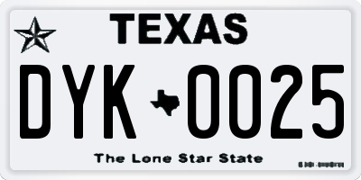 TX license plate DYK0025