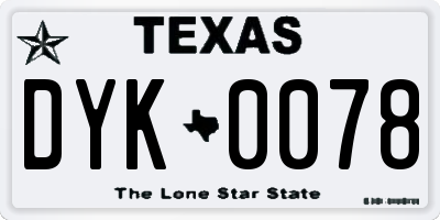 TX license plate DYK0078