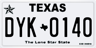 TX license plate DYK0140