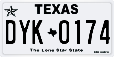TX license plate DYK0174