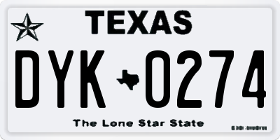 TX license plate DYK0274
