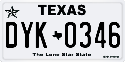 TX license plate DYK0346