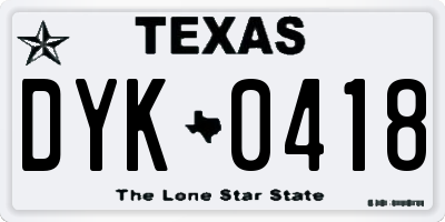 TX license plate DYK0418