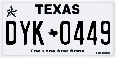 TX license plate DYK0449