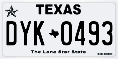 TX license plate DYK0493