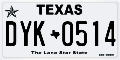 TX license plate DYK0514