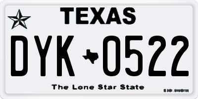 TX license plate DYK0522