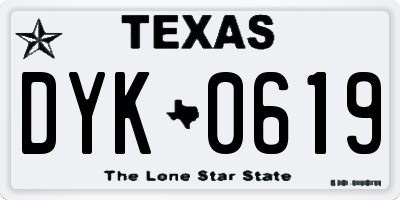 TX license plate DYK0619