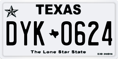TX license plate DYK0624