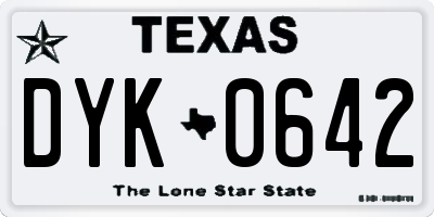 TX license plate DYK0642