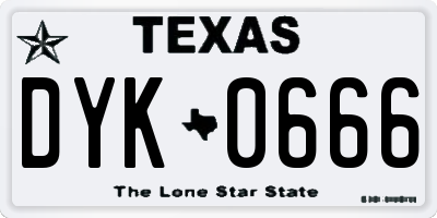 TX license plate DYK0666