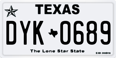 TX license plate DYK0689