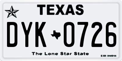 TX license plate DYK0726
