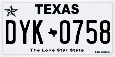 TX license plate DYK0758
