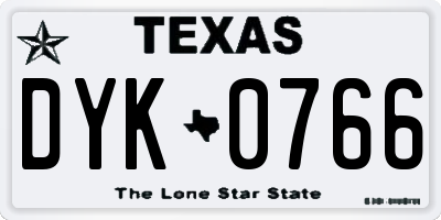 TX license plate DYK0766