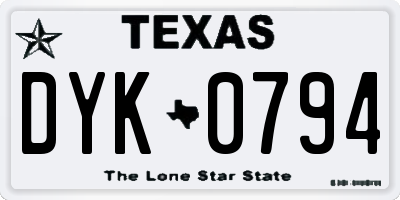 TX license plate DYK0794
