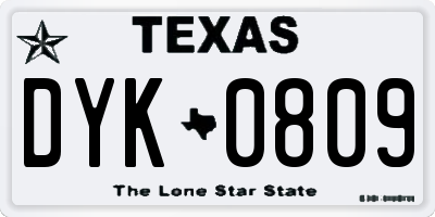 TX license plate DYK0809