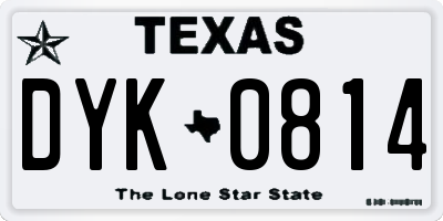 TX license plate DYK0814