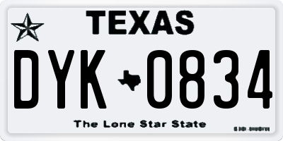 TX license plate DYK0834