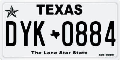 TX license plate DYK0884
