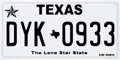 TX license plate DYK0933