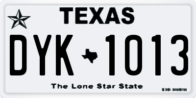 TX license plate DYK1013