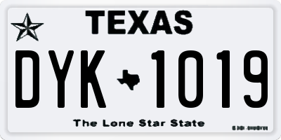 TX license plate DYK1019