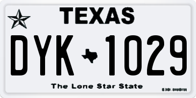 TX license plate DYK1029