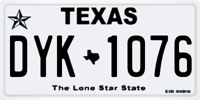 TX license plate DYK1076