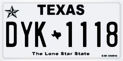 TX license plate DYK1118