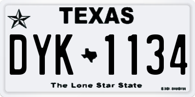 TX license plate DYK1134