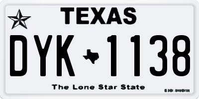 TX license plate DYK1138