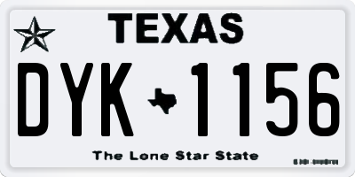 TX license plate DYK1156
