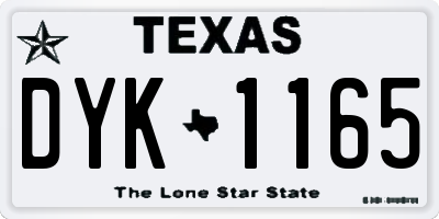 TX license plate DYK1165