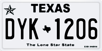 TX license plate DYK1206