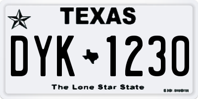 TX license plate DYK1230