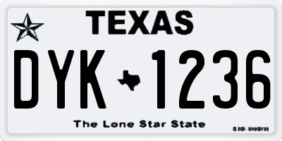 TX license plate DYK1236