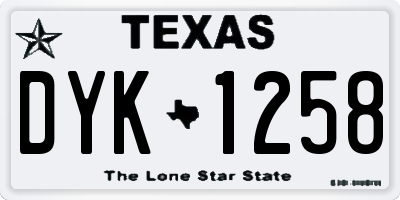 TX license plate DYK1258