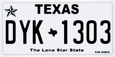 TX license plate DYK1303