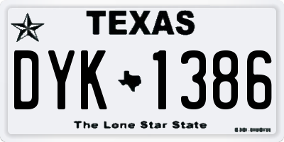 TX license plate DYK1386
