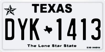TX license plate DYK1413