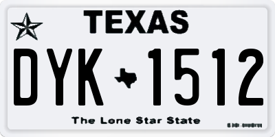 TX license plate DYK1512