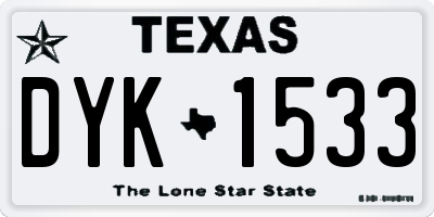 TX license plate DYK1533