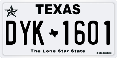 TX license plate DYK1601