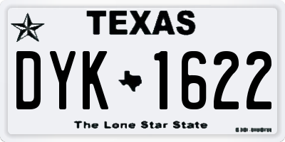 TX license plate DYK1622