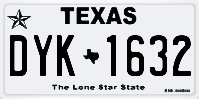 TX license plate DYK1632
