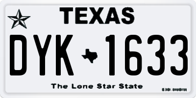 TX license plate DYK1633